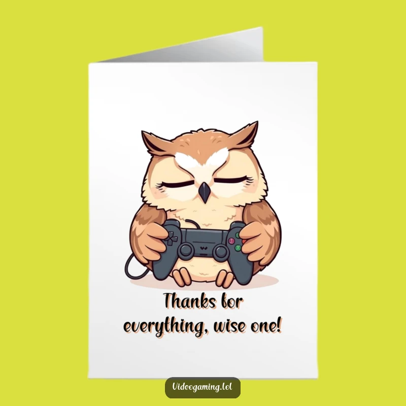 Free Printable Thank You Card: Tired Owl Appreciates Your Help Downloadable Gift