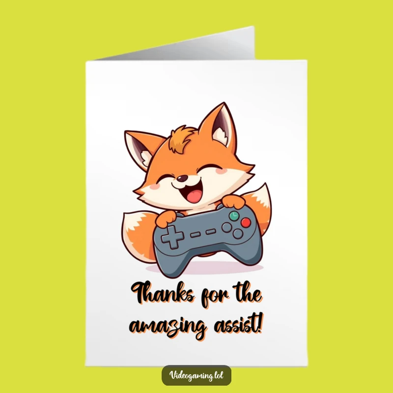 Free Printable Thank You Card: Gamer Fox, Humorous Downloadable Gift for Gratitude