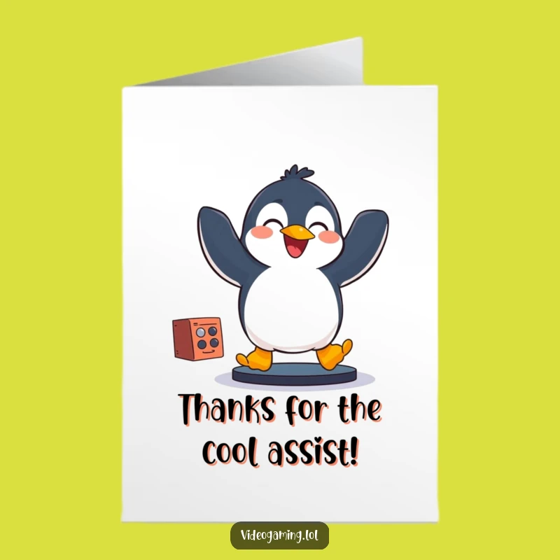 Free Printable Gaming Penguin Thank You Card - Funny Downloadable Gratitude!