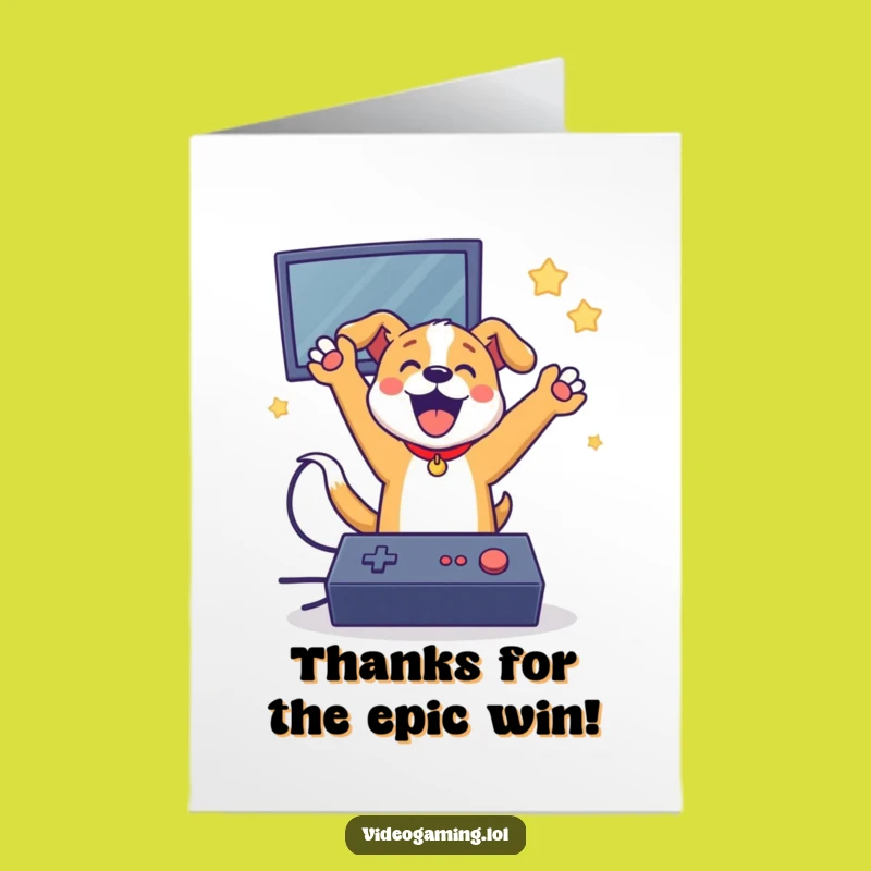 Free Printable Dog Gaming Thank You Card - Funny Downloadable Gratitude Gift
