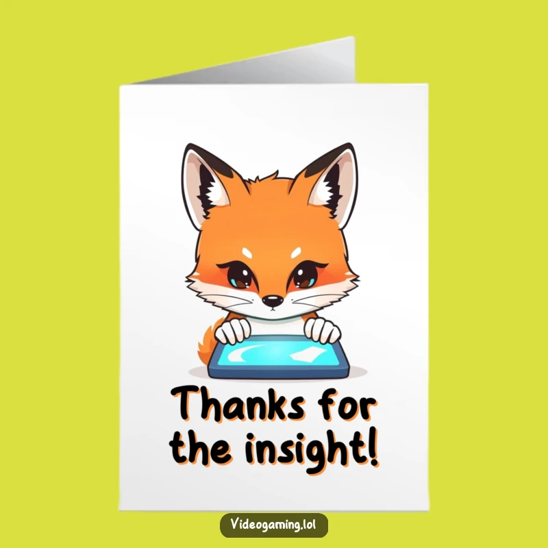 Free Printable Thank You Card: Curious Fox Digital Gratitude Downloadable Gift