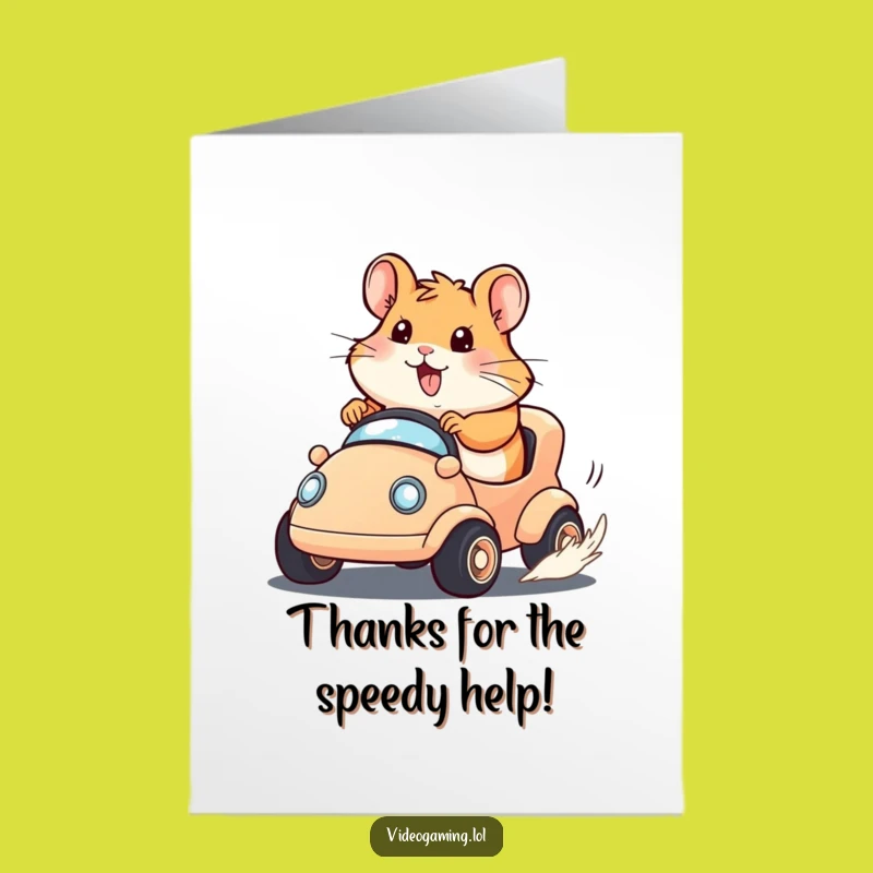 Free Printable Thank You Card: Hamster Racer's Gratitude Downloadable Gift