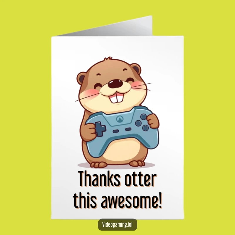 Free Printable Thank You Otter Gaming Card: Funny Gamer Downloadable Gift Expressing Gratitude