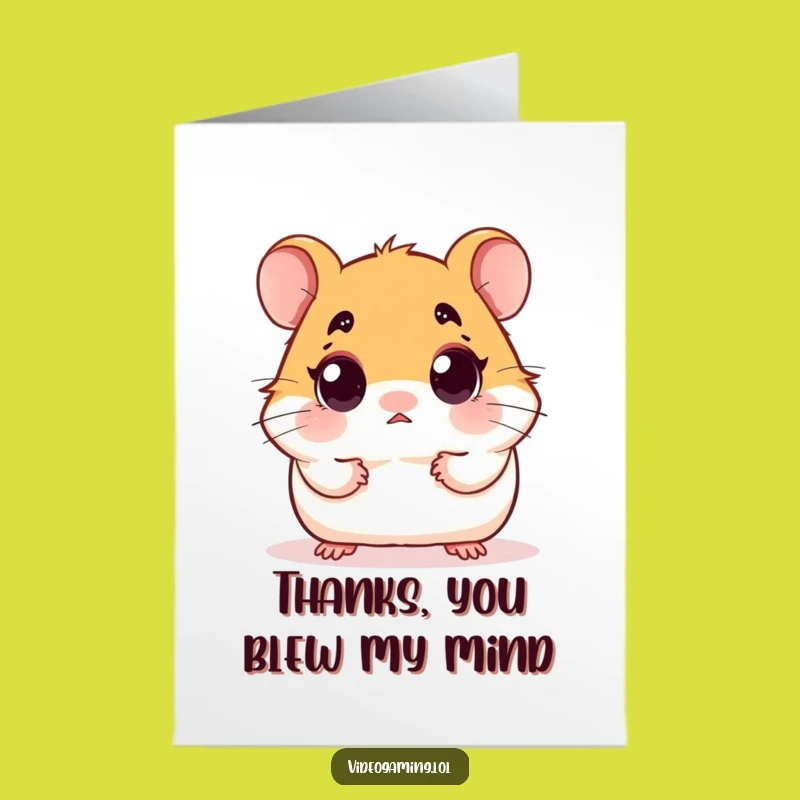 Free Printable Thank You Card: Wide-Eyed Hamster, Humorous Downloadable Gift