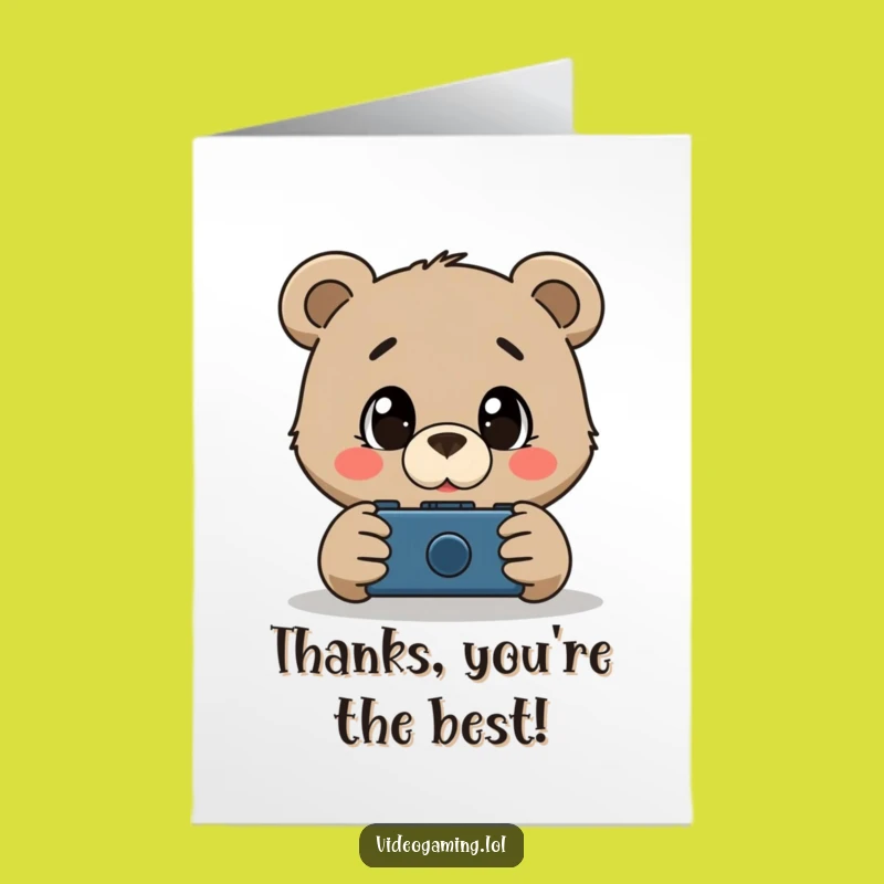 Free Printable Bear Gamer Thank You Card - Grateful Downloadable Gift for Kind Deeds!