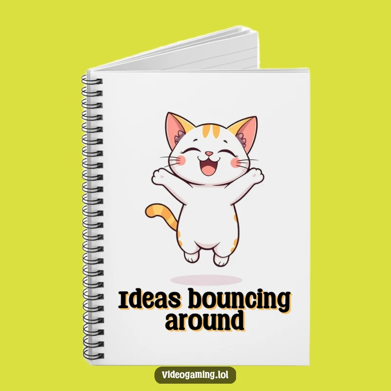 Funny Notebook: Excited Cat Jumping to Inspire Your Creative Thoughts