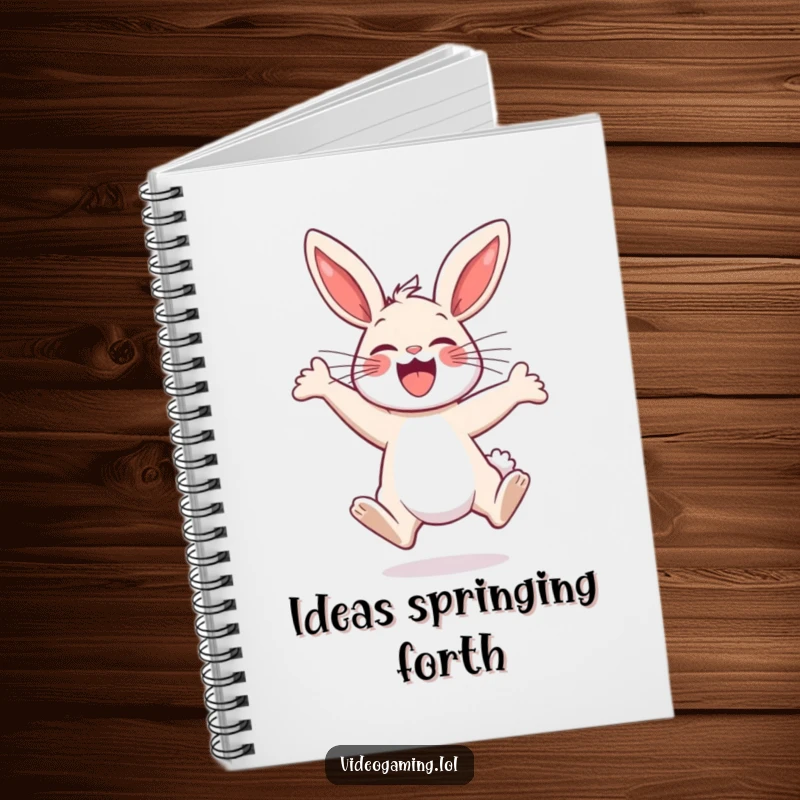 Funny Bunny Excitement Notebook: A happy bunny is shown jumping, symbolizing energy and joy for note-taking.