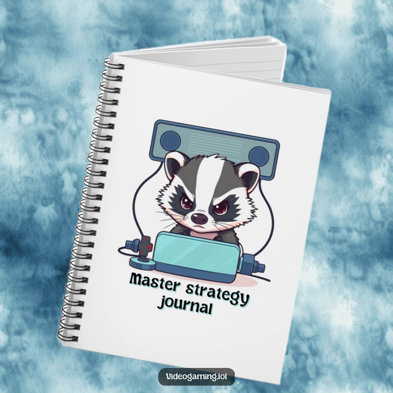 Funny Badger Gamer Notebook: A determined badger intensely eyes its virtual opponent, perfect for writing down strategies.