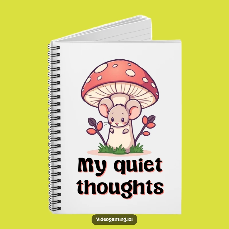 Funny Shy Mouse Notebook: Pixelated Mushroom Journal