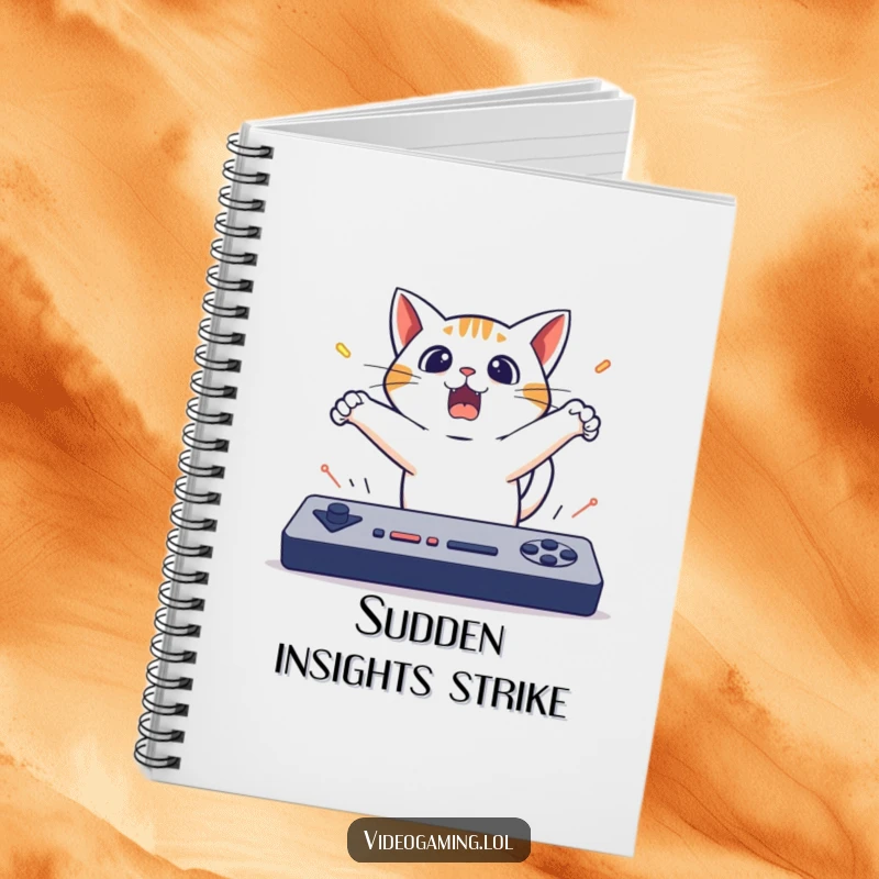Funny Cat Gaming Notebook: A surprised cat leaps backward across the cover, inspiring thrilling note-taking.