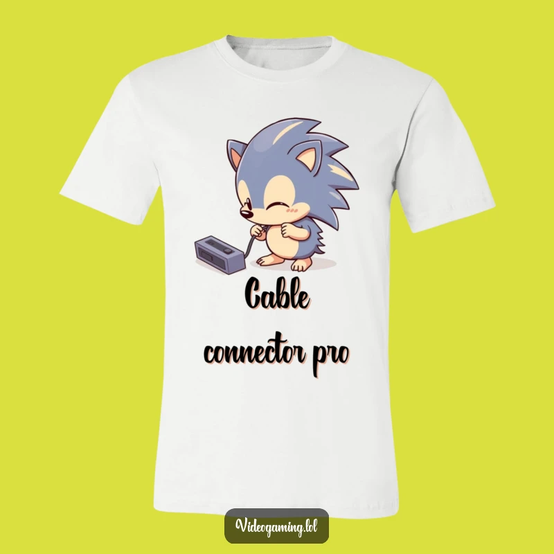 Funny Hedgehog Tech T-Shirt: Clumsy Console Gamer Tee, Hilarious Gift for Techies