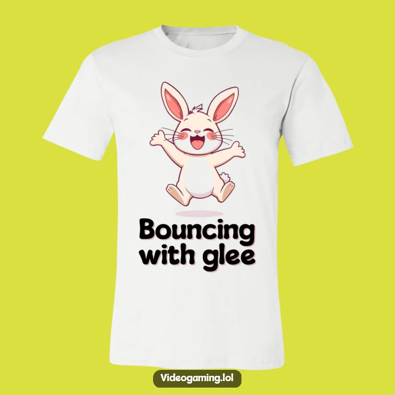 Funny Bunny Excitement T-Shirt - Happy Jumping Bunny, Comfy Funny Gift for Her