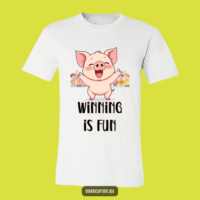 Funny Giggling Piglet Victory T-Shirt: Wear Your Winning Spirit with Humor