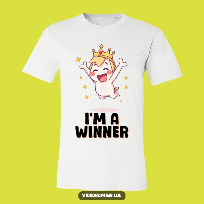 Funny Winner T-Shirt: Playful Character Leaping in Excitement, Ultimate Funny Gift Tee