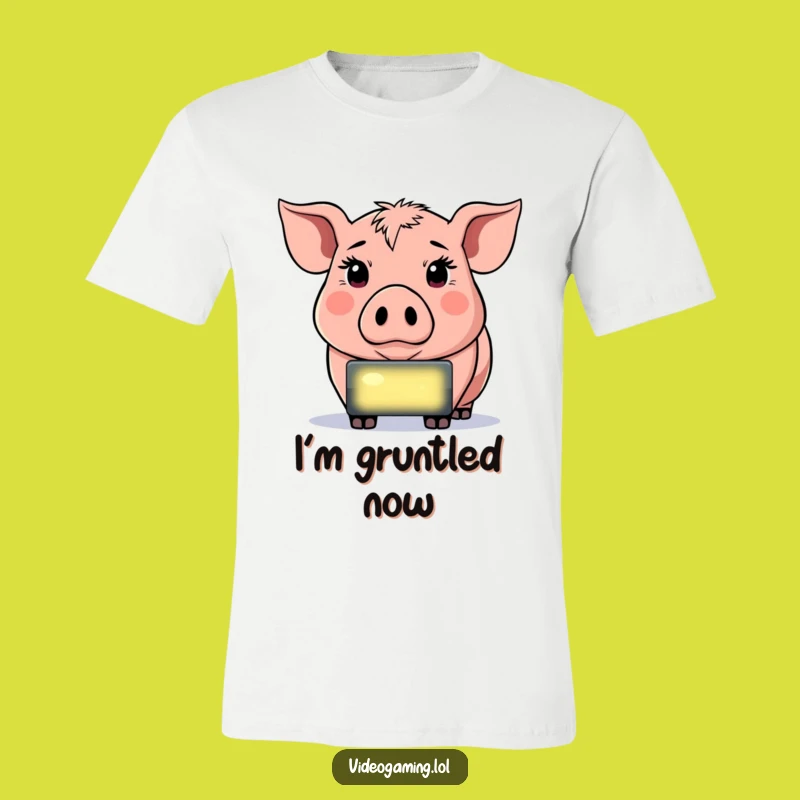 Funny Determined Pig T-Shirt - Intense Gamer Screen Staring Tee Gift