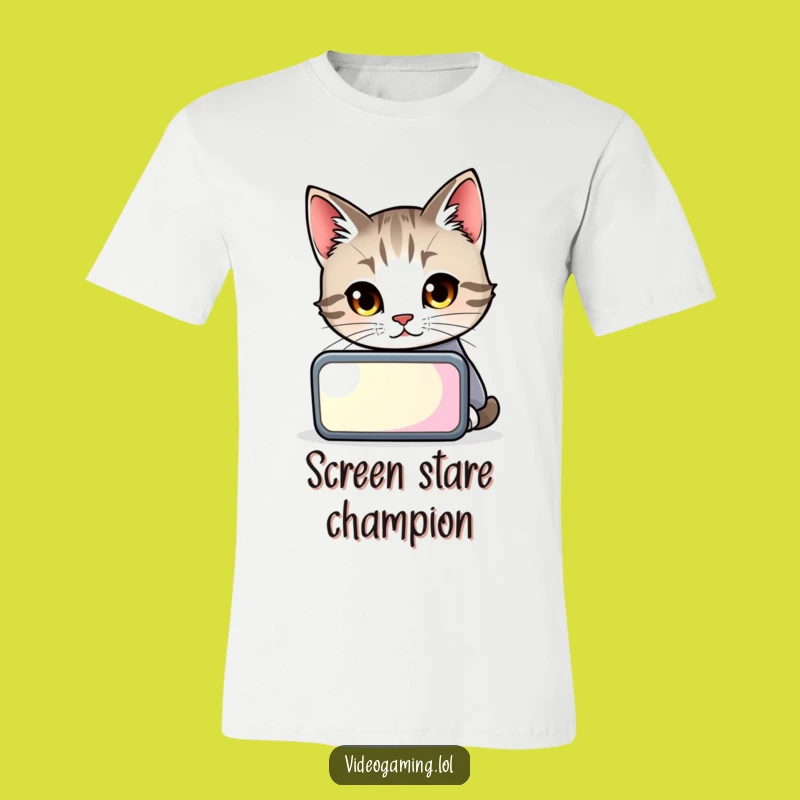 Funny Cat Gamer T-Shirt: Curious Feline Screen Watcher Tee