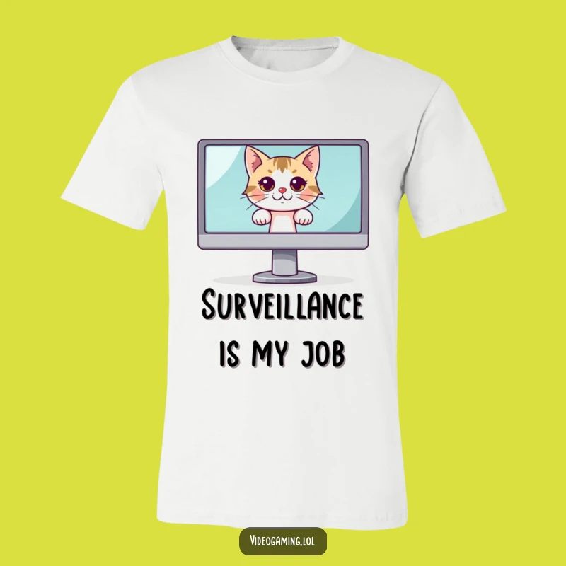 Funny Curious Cat Monitor T-Shirt: Wear Your Playful Side with This Hilarious Tee