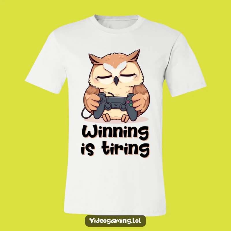 Funny Tired Owl Gamer T-Shirt - Comfy Sleep Controller Tee Gift