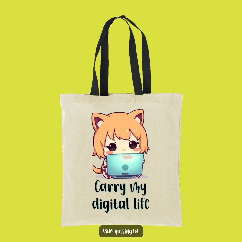 Funny Curious Character Tote Bag: Screen Obsessed Tote, Great Tech Gift!