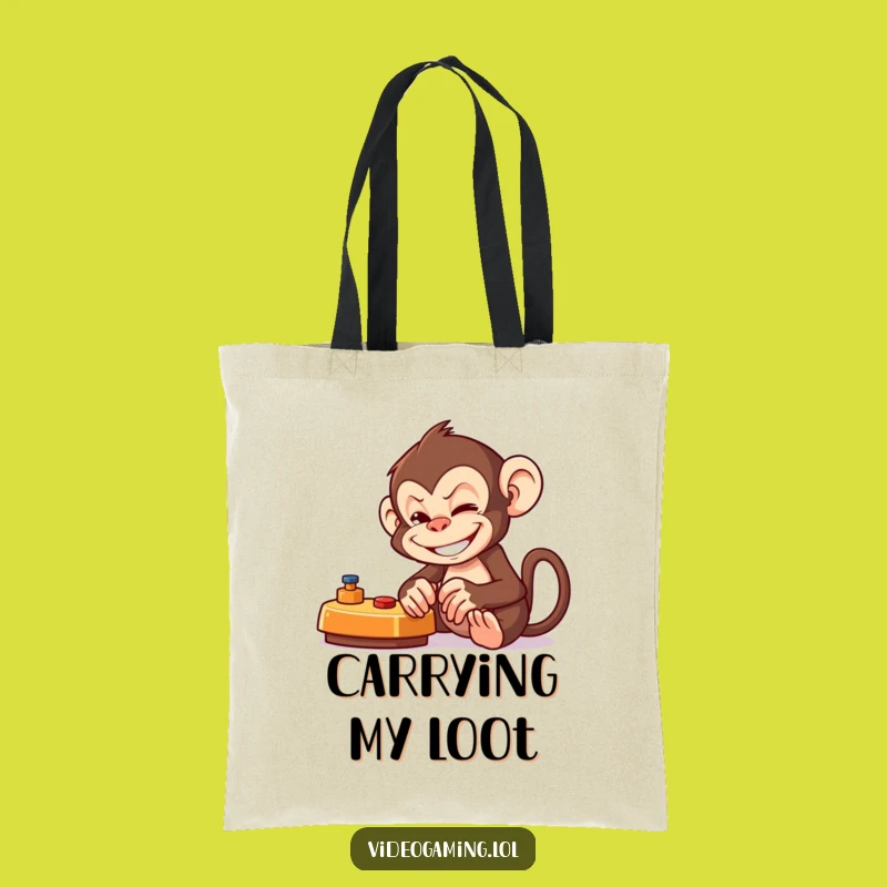 Funny Monkey Gamer Tote Bag: Carry Your Gear with This Playful Monkey!