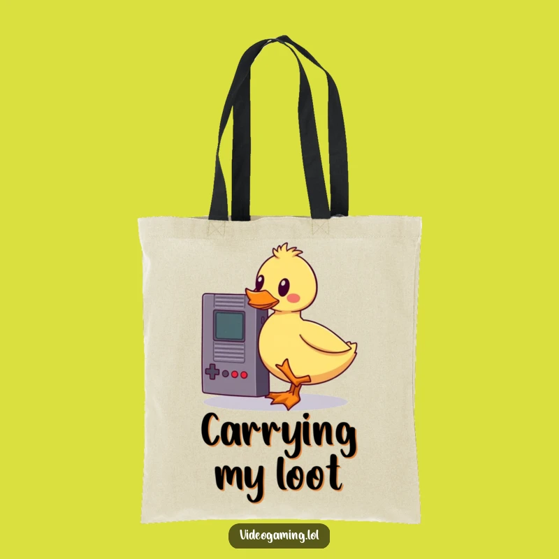 Funny Wobbly Duck Tote Bag: Game Cartridge Balance - Stylish Funny Gift for Shoppers
