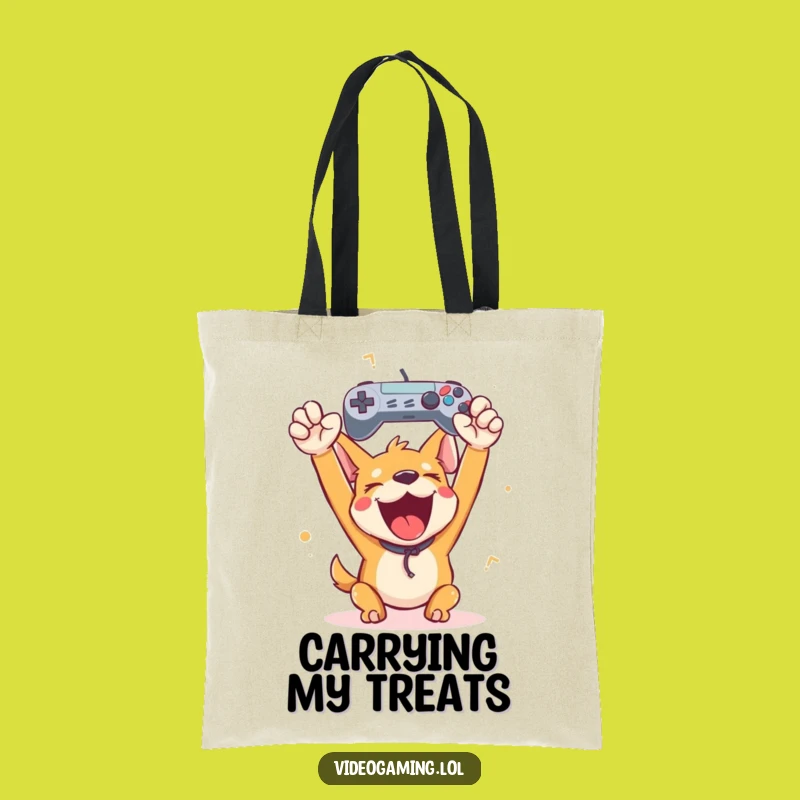 Funny Happy Dog Gamer Tote Bag: Carry Your Wins Hilariously Everywhere