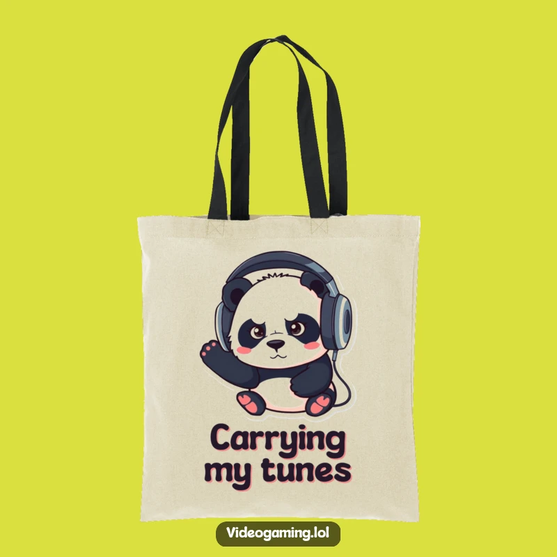 Funny Panda Tote Bag: Carry Your Focus with Musical Style