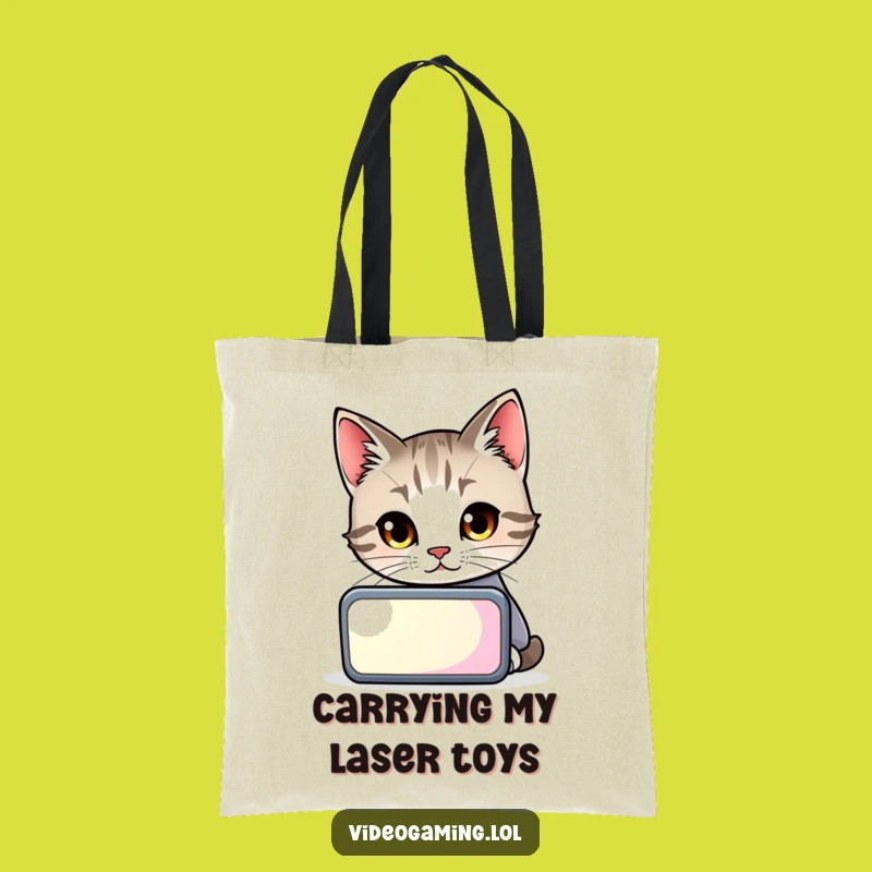 Funny Cat Gamer Tote Bag: Curious Feline Screen Accessory
