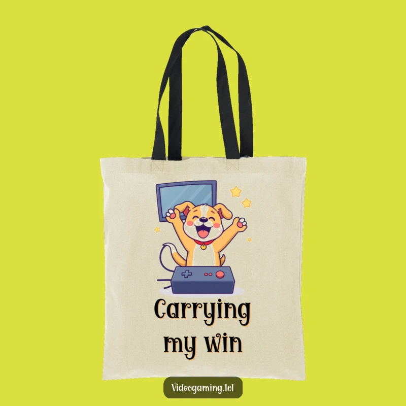 Funny Dog Gamer Tote Bag - Carry Your Victories in Style