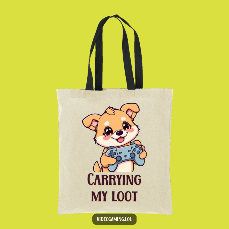 Funny Gamer Dog Tote Bag: Carry Your Loot with Gaming Style