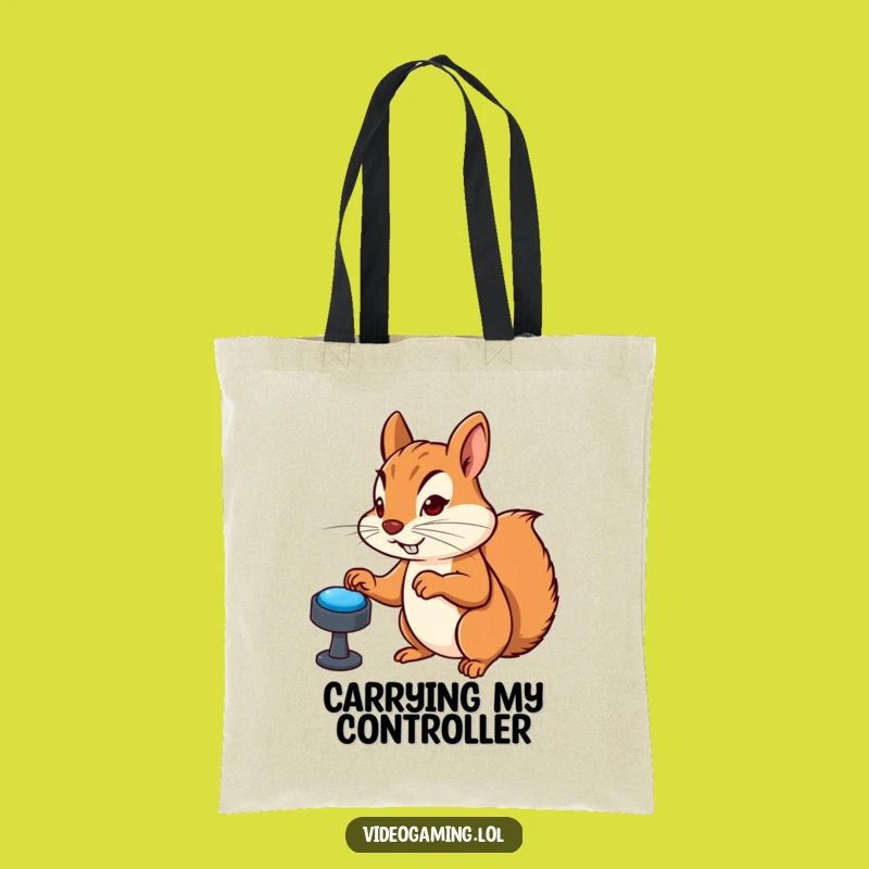 Funny Gamer Squirrel Tote Bag: Carry Your Game Gear, Practical Gift