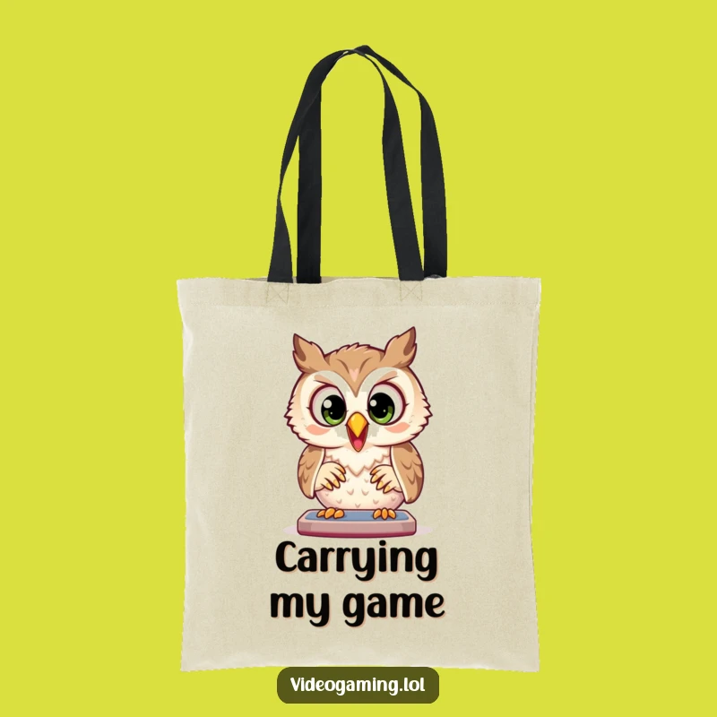 Funny Owl Tote Bag: Carry Your Game Gear, Focused Funny Gift