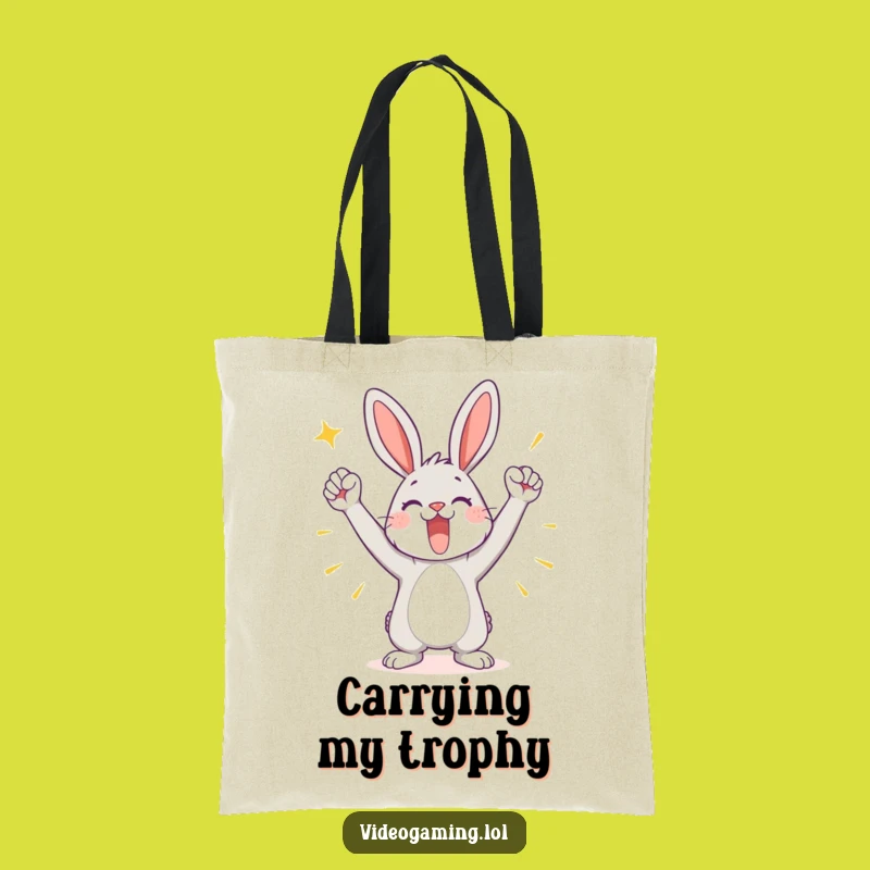 Funny Victory Bunny Tote Bag: Carry Your Triumphs with Style