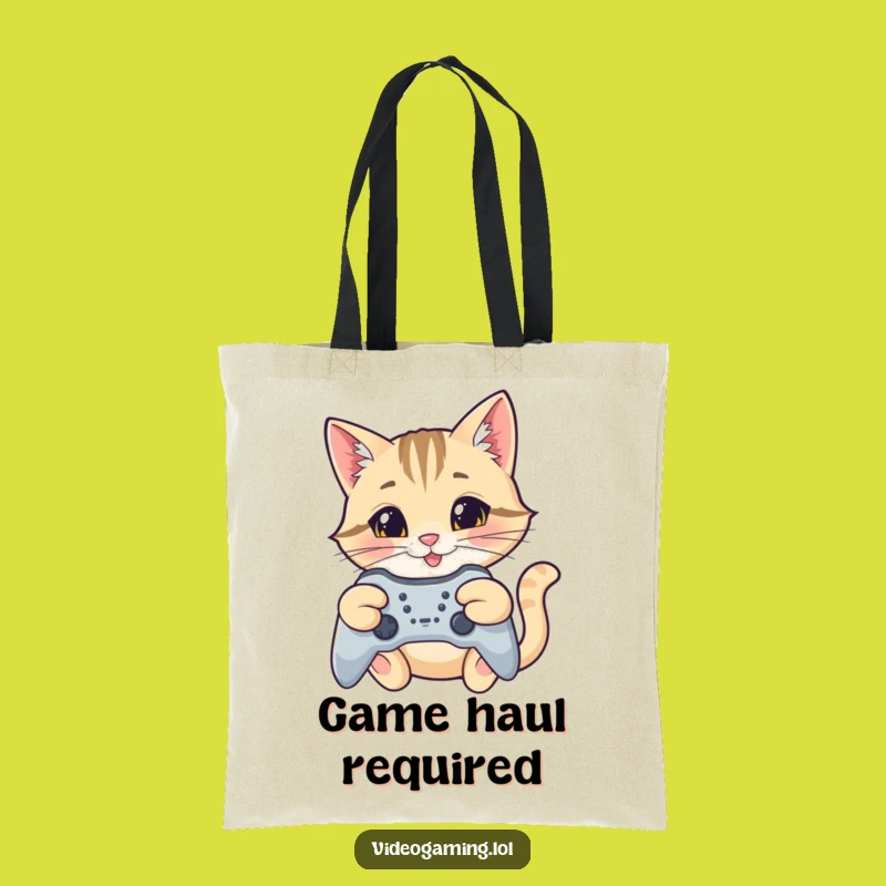 Funny Cat Gamer Tote Bag: Carry Your Gear with Focus